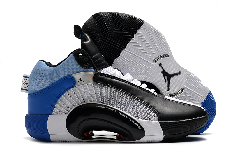 Air Jordan 35 Black White Blue Shoes - Click Image to Close